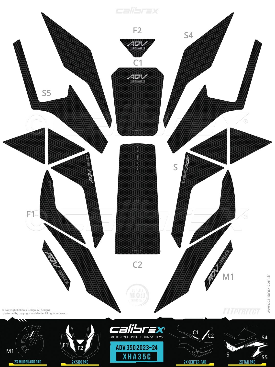 Honda Adv 350 Tank Pad Fuul Set