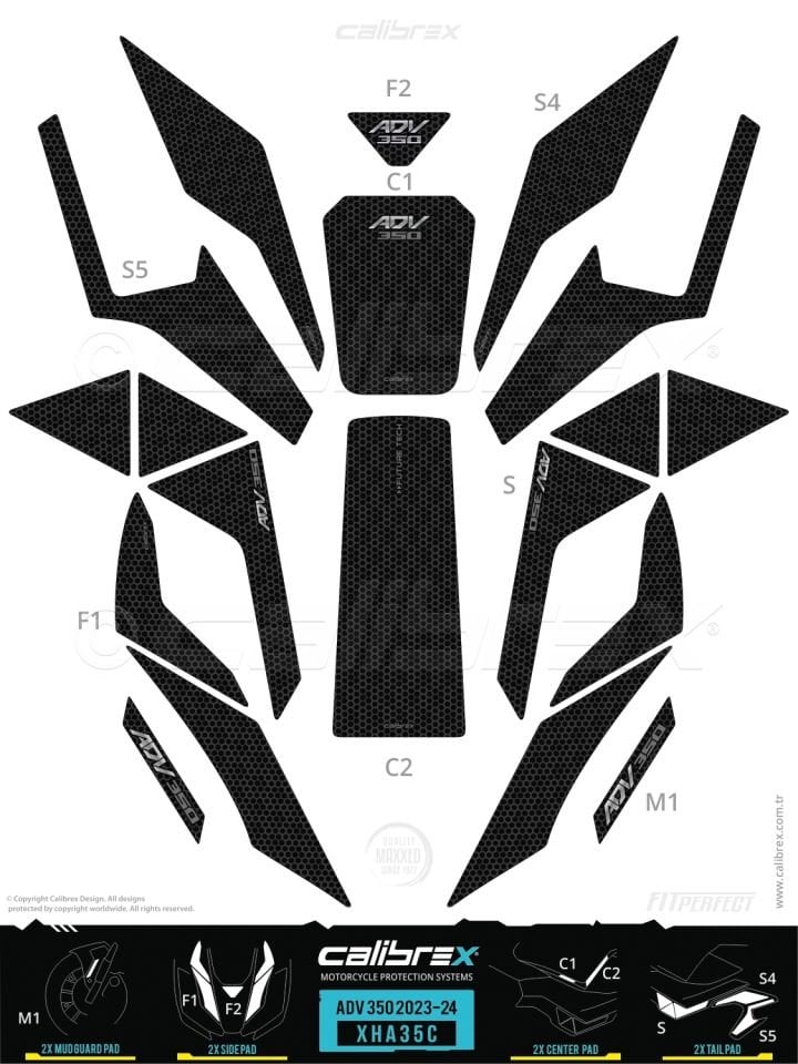 Honda Adv 350 Tank Pad Fuul Set