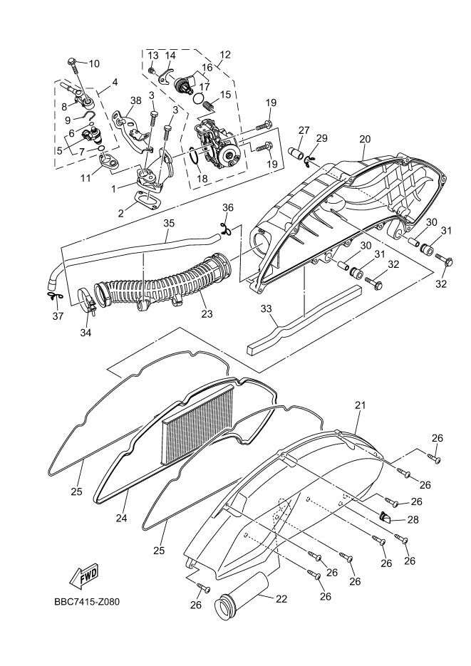 Nmax 125-155 2015-24 Hava Filtresi Civata Seti 95D3206030
