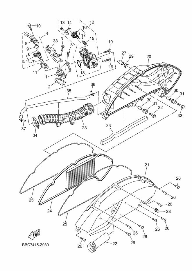 Nmax 125-155 2015-24 Hava Filtresi Civata Seti 95D3206030