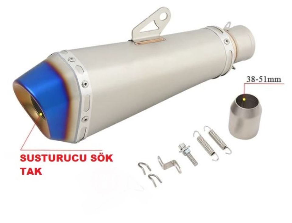 Akrep Tip 51MM Tüp Egzoz Mavi