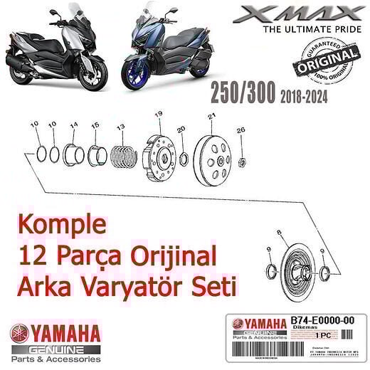 Xmax 250-300 2018-25 Arka Varyatör Seti Komple