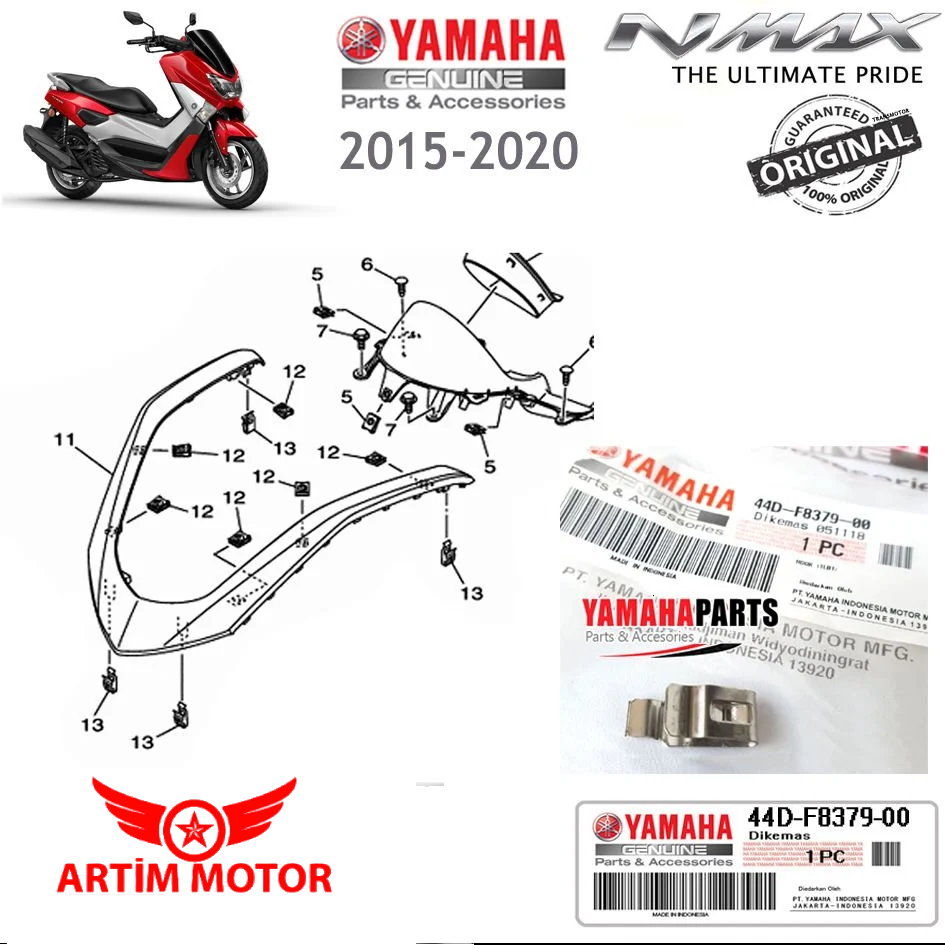 Orijinal NMAX 125/155 Klips V Çıta Far Bağlantı Klipsi 44DF837900