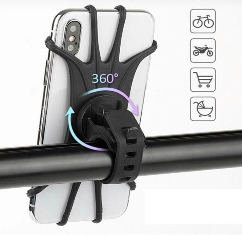 Üniversal Bisiklet Motosiklet Silikon Siyah Telefon Tutucu Tutacağı Tüm Modellerle Uyumlu