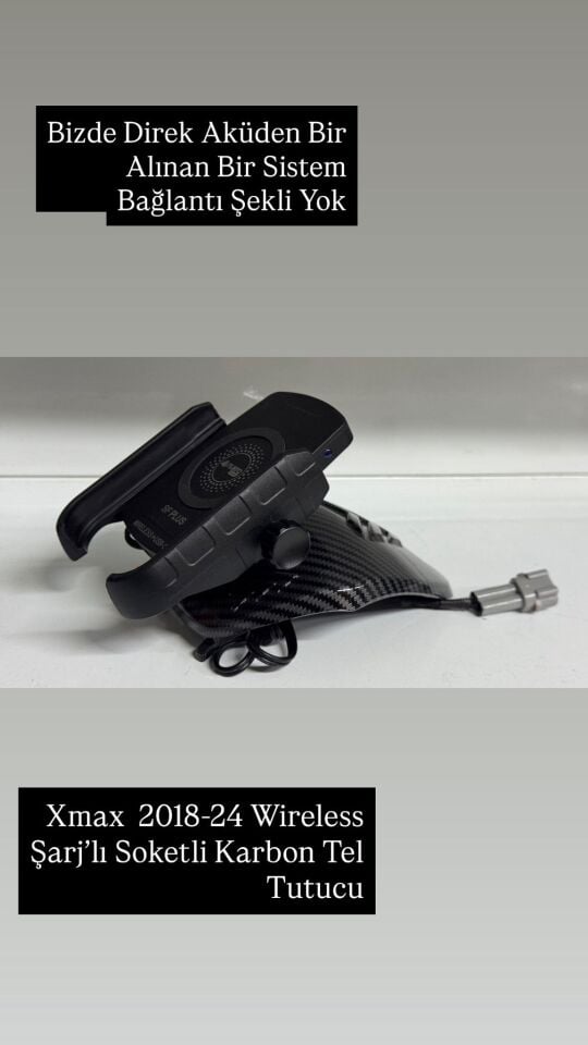 Xmax 250-300 2018-24 Sf Karbon Şarjlı Wireless  Telefon Tutucu