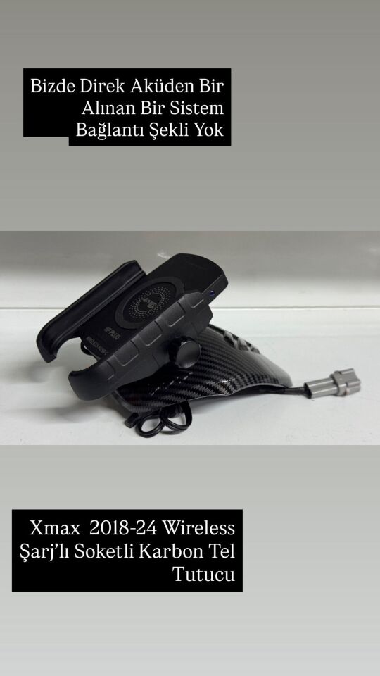 Xmax 250-300 2018-24 Sf Karbon Şarjlı Wireless  Telefon Tutucu