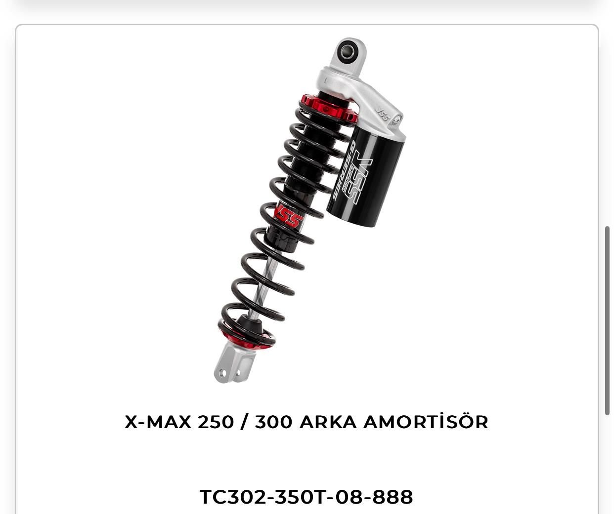 Xmax 250-300 2018-26 Black Arka Gazlı Amortisör Seti Yss