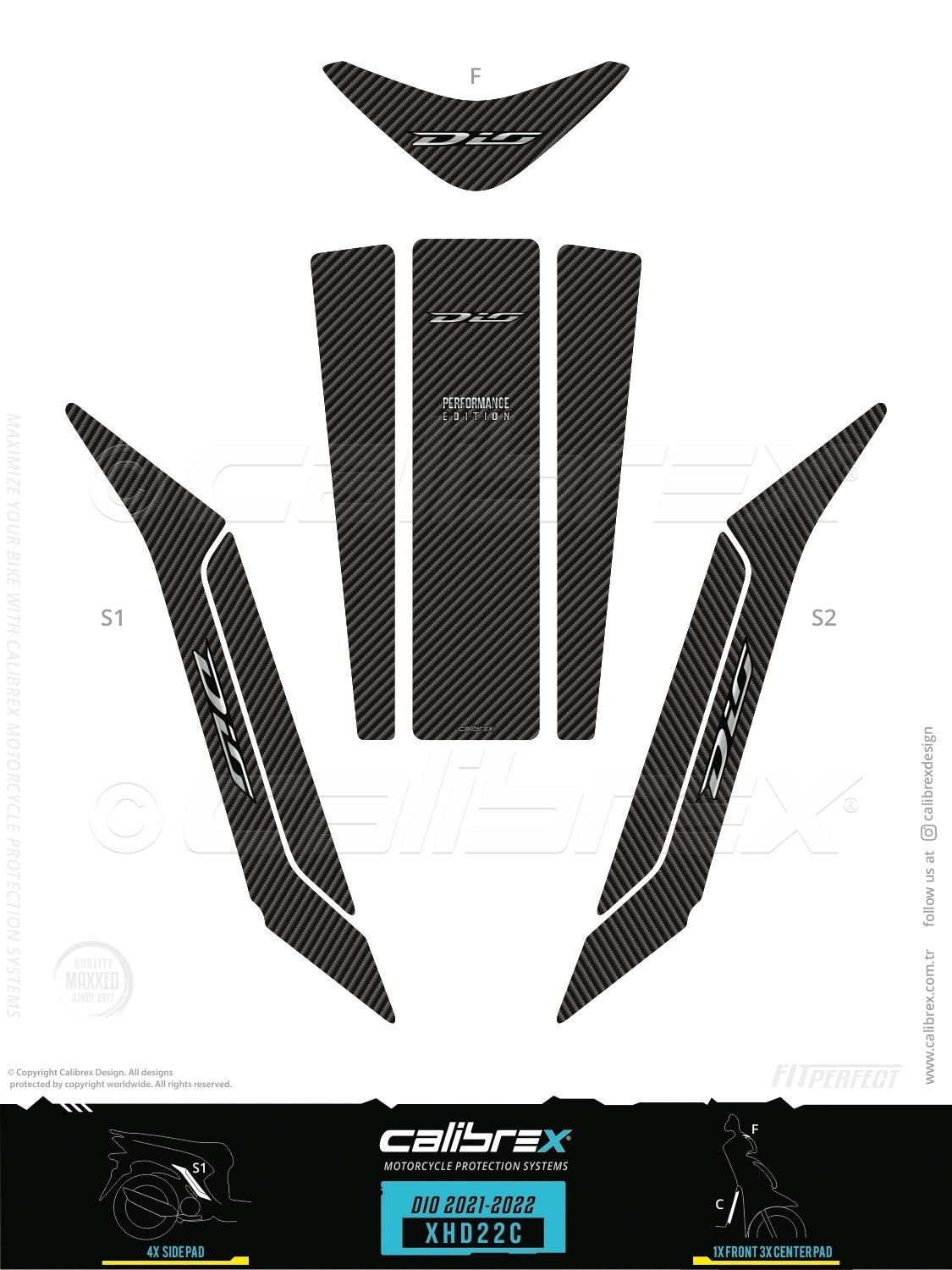 Honda Dio 110 Tank Pad Seti Calibrex