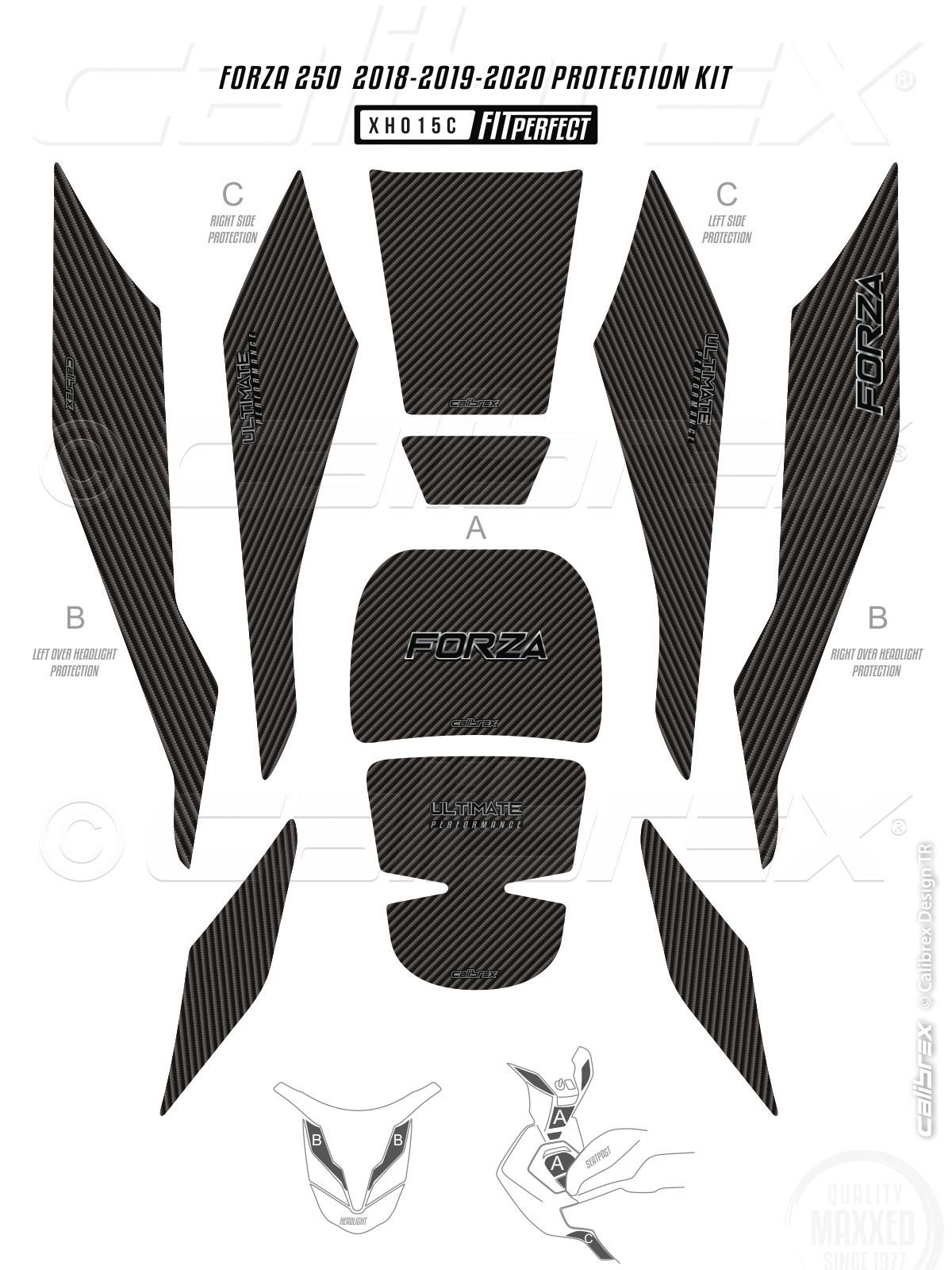 Honda Forza 250  Karbon Tank Pad Seti 10 Parça