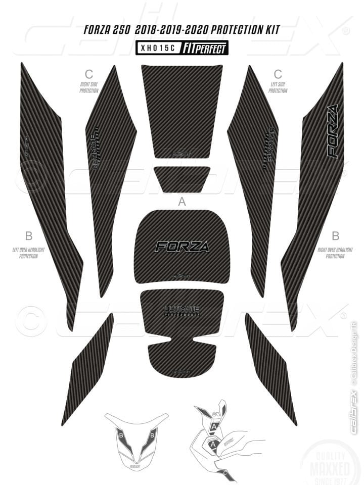 Honda Forza 250  Karbon Tank Pad Seti 10 Parça