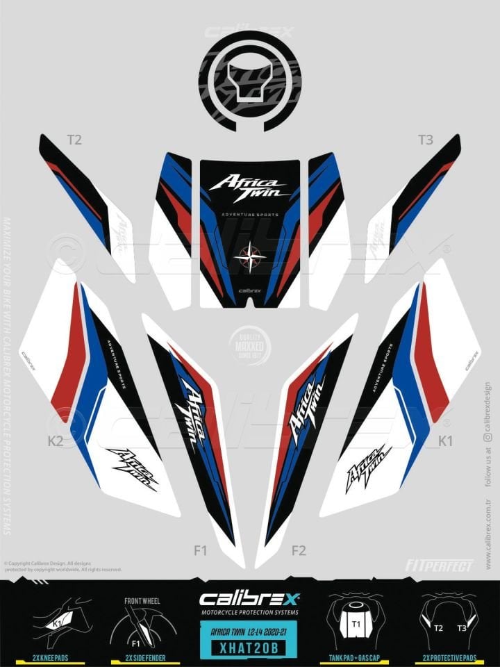 Honda Africa Twin L2-L4 2020-2021 Tank Pad Seti 11 Parça