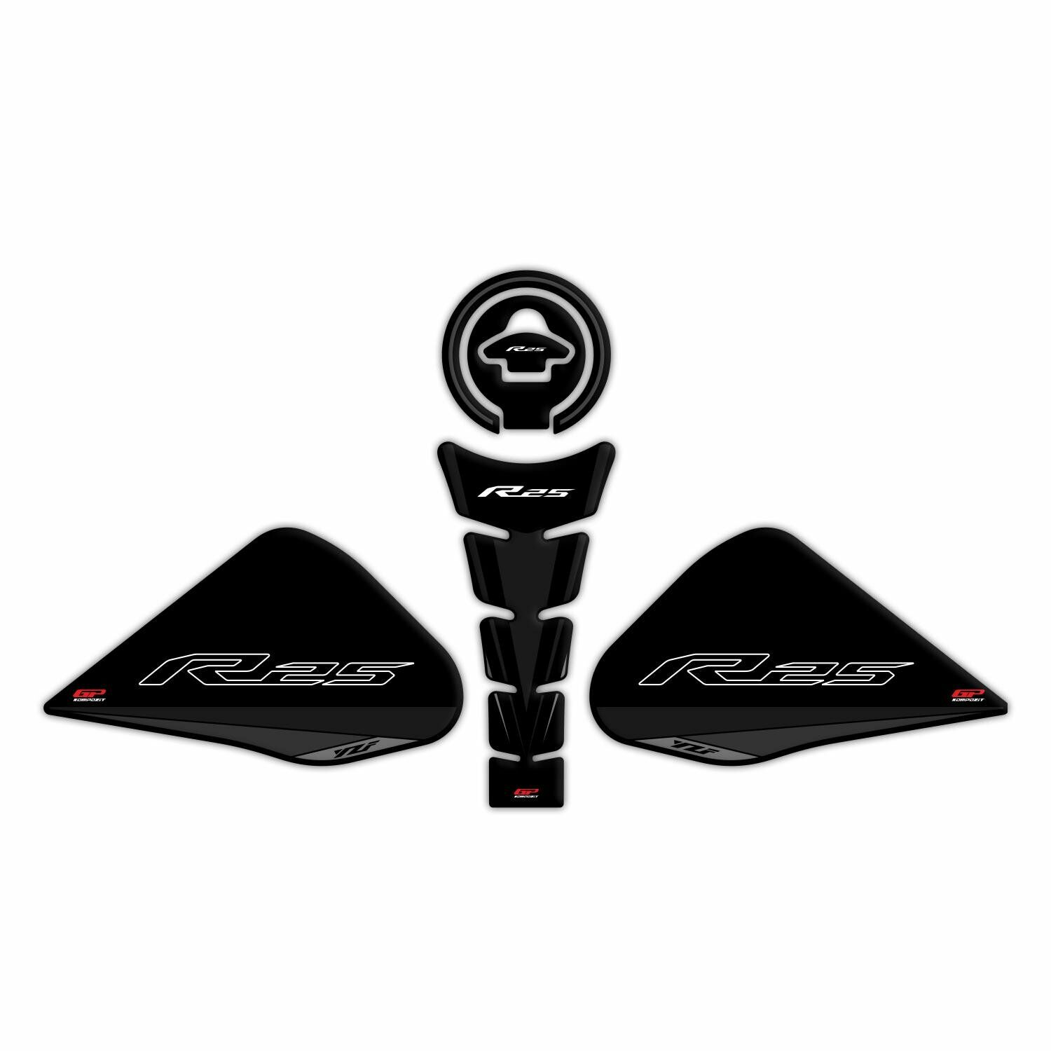Yamaha Yzf R25 2014-18 Uyumlu Tank Pad Seti Siyah