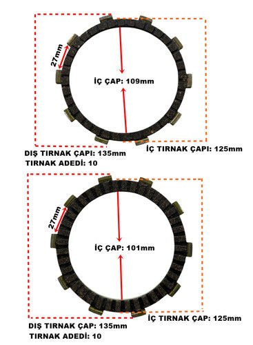 Cf Moto Nk250 2023\25 Debriyaj Balata Takımı 3+3 İthal